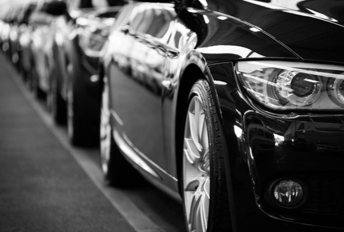 Black cars lined up